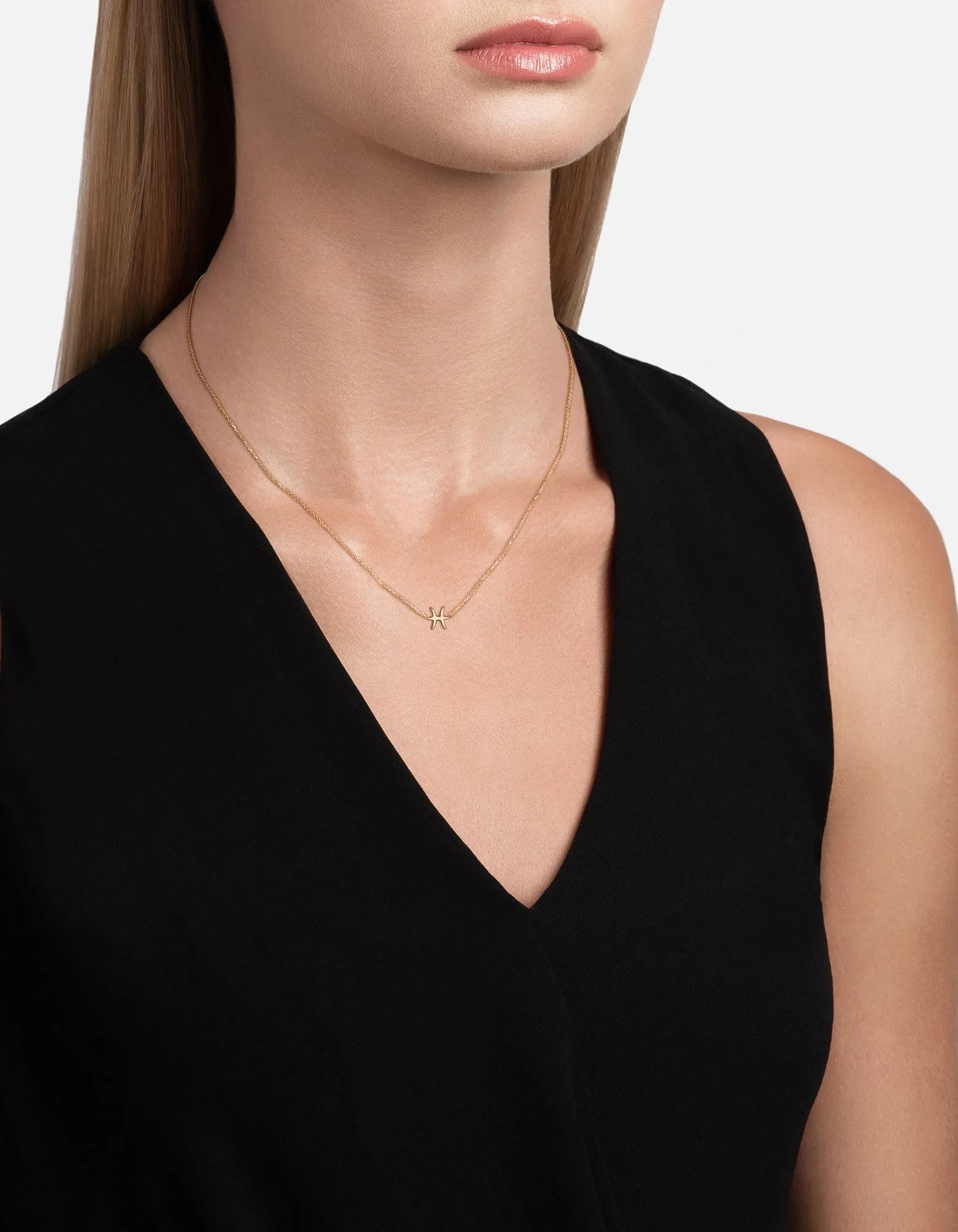 Pisces Astro Pendant Necklace, 14k Gold