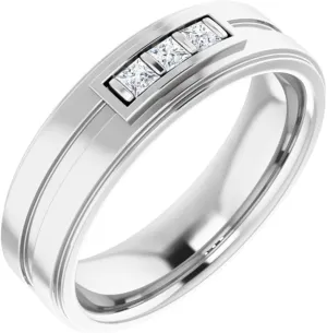 Platinum 2mm Square Shape Diamond Band Ring Fine Jewelry For Women Gifts For Her (1/6 cttw), Size 14
