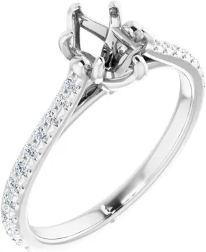 Platinum 7x5mm Oval Shape Diamond Semi-Mount French-Set Bridal Wedding Engagement Anniversary Band Ring Fine Jewelry For Women Gifts For Her (Mounting Only, Not All Stones Included, 1/3 cttw), Size 7