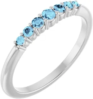 Platinum Aquamarine Stackable Fashion Ring Fine Jewelry For Women Gifts For Her, Size 7