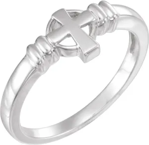 Platinum Cross Chastity Metal Fashion Ring Fine Jewelry For Women Gifts For Her, Size 7