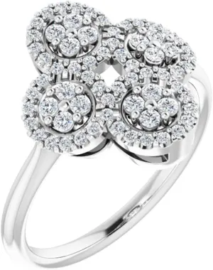 Platinum Diamond Clover Cluster Fashion Ring Fine Jewelry For Women Gifts For Her (1/2 cttw), Size 7