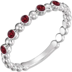 Platinum Lab-Grown Ruby Stackable Fashion Ring Fine Jewelry For Women Gifts For Her, Size 7