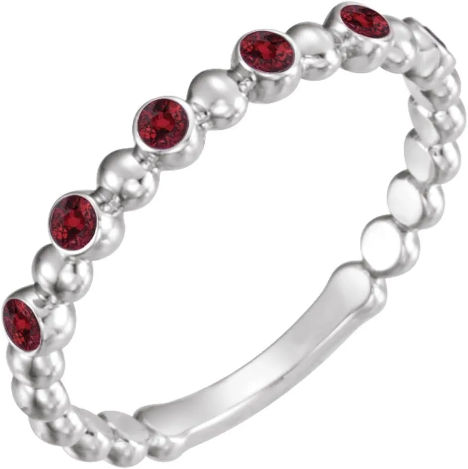 Platinum Lab-Grown Ruby Stackable Fashion Ring Fine Jewelry For Women Gifts For Her, Size 7