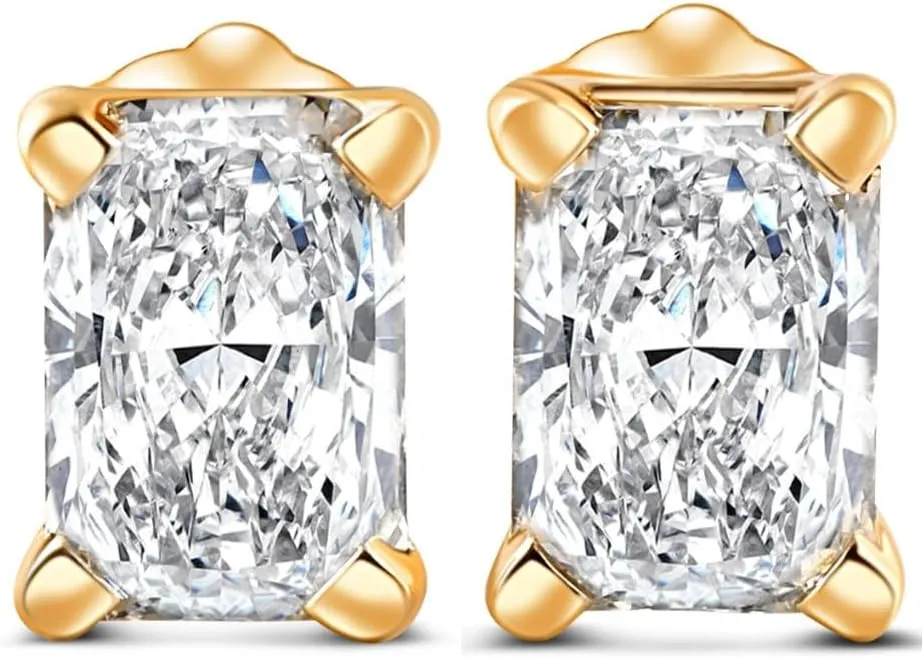Pompeii 1-4 Carat Radiant Cut Diamond Studs 14k White or Yellow Gold Lab Grown (G,VS2-SI1)