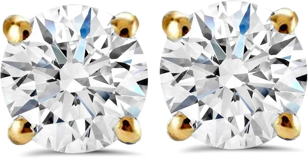 Pompeii 1 Carat (ctw) Diamond Studs in 14k White or Yellow Gold Lab Grown (HI,VS)