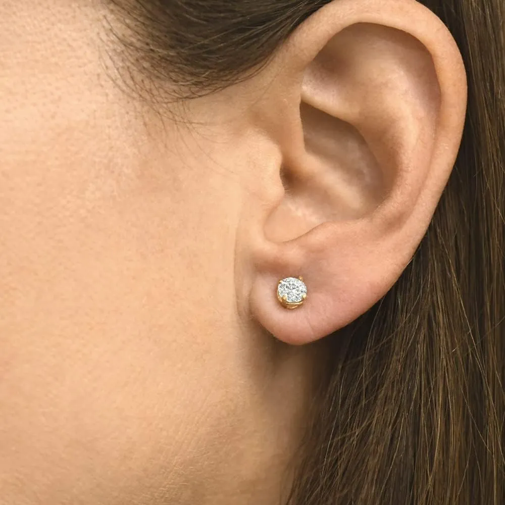 Pompeii 1 Carat (ctw) Diamond Studs in 14k White or Yellow Gold Lab Grown (HI,VS)