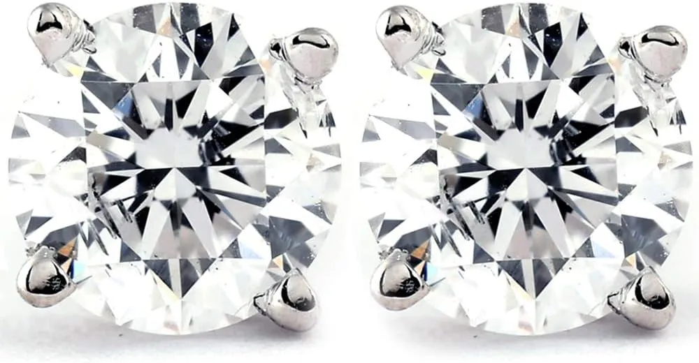Pompeii 1 Ct TDW Platinum Round-Cut Diamond Screw Back Studs