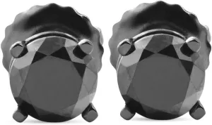 Pompeii 1 TCW 14k Black Gold Round Black Diamond Screw Back Studs Earrings