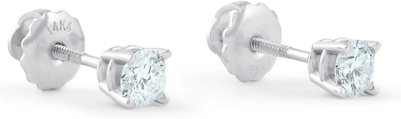 Pompeii 1/2Ct Diamond Screw Back Studs in 14k White or Yellow Gold Lab Grown (,)