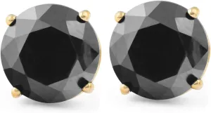 Pompeii 2 Ct Black Diamond Studs 14k Yellow Gold Earrings