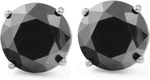 Pompeii 2Ct Treated Black Diamond Studs Earrings In 14K White & Yellow Gold in Basket Setting