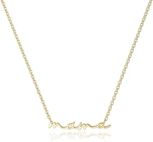 POYAMUSE Delicate 18K Gold Plated Mama Necklace for Women, Mom Necklace Mother's Day Gift for Mother and Grandma