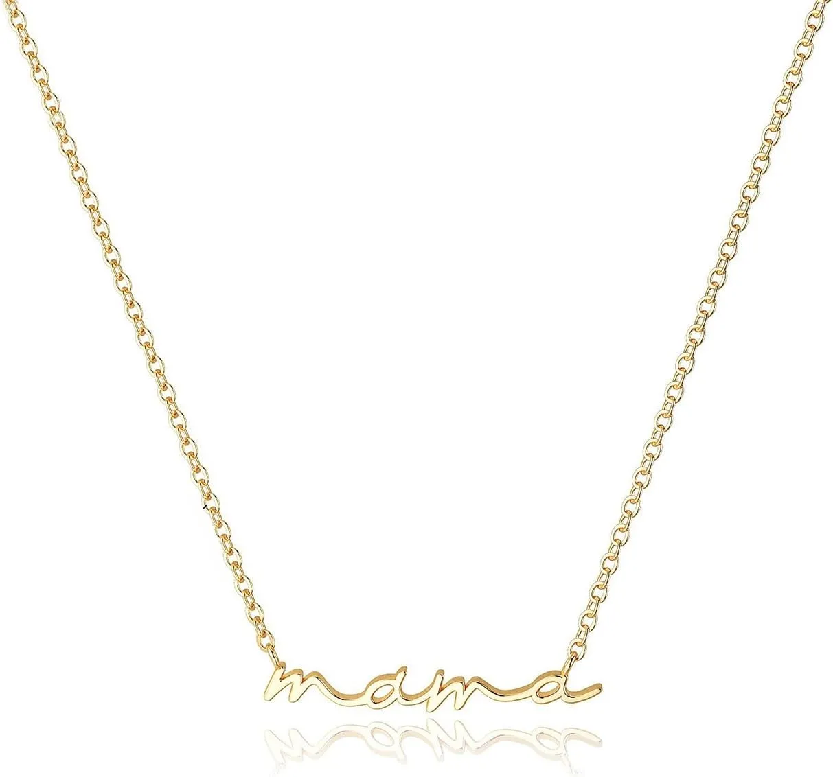 POYAMUSE Delicate 18K Gold Plated Mama Necklace for Women, Mom Necklace Mother's Day Gift for Mother and Grandma