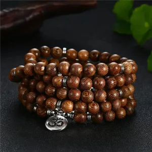 Prayer Beads Bracelet 108 Tibetan Buddhist Rosary Charm Mala Meditation Flower Of Life Lucky Wenge Wooden Bracelet For Women Men