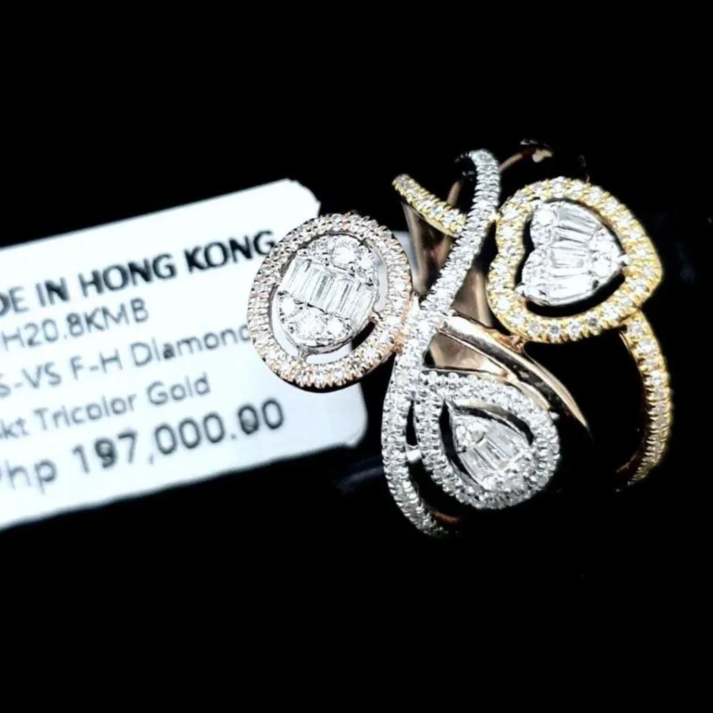 PREORDER | Multi-Tone Cluster Shape Diamond Ring 14kt