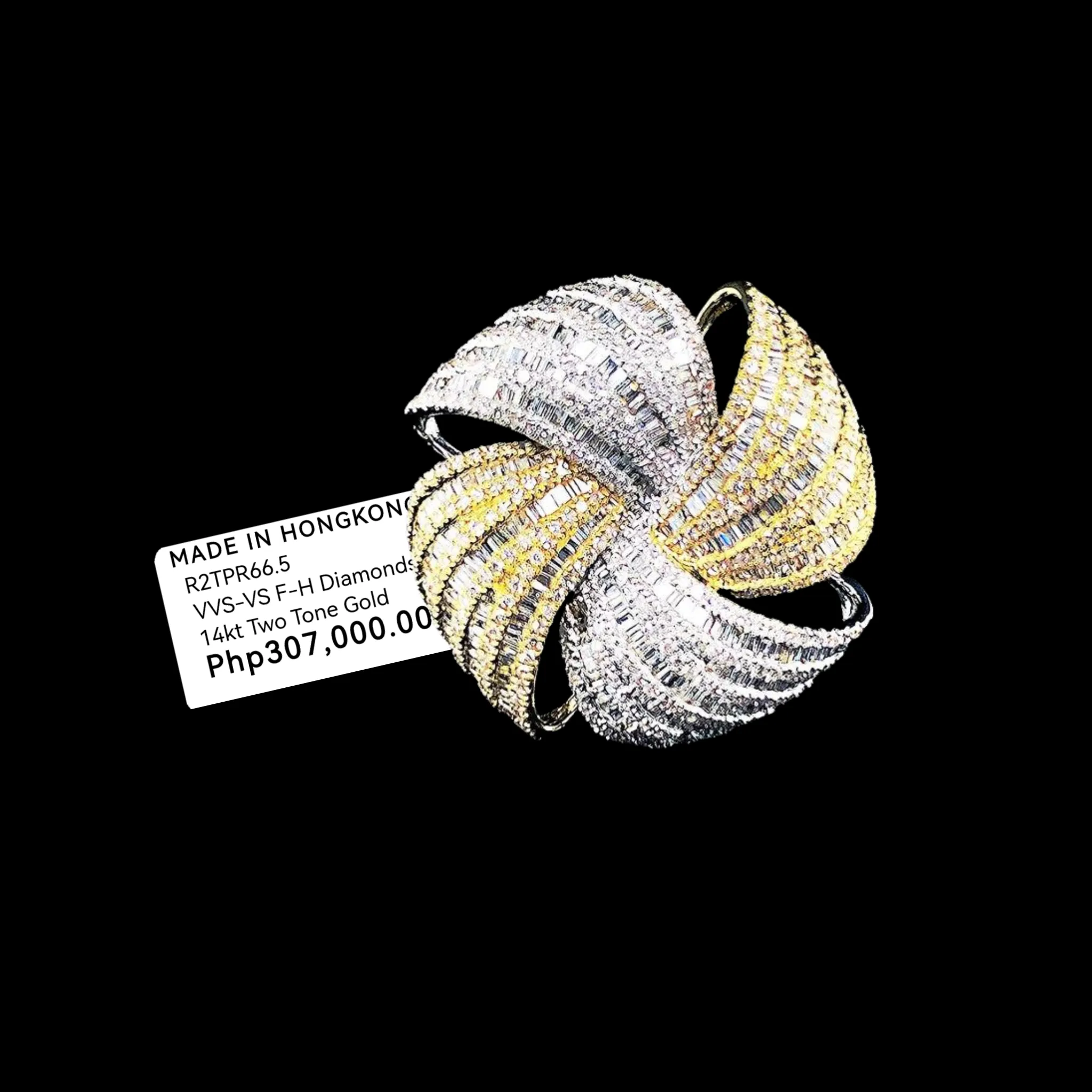 PREORDER | Multi-Tone Golden Spiral Statement Diamond Ring 14kt