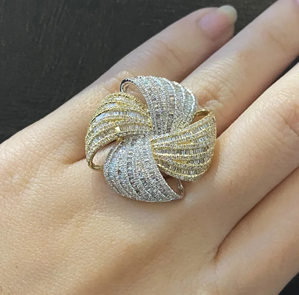 PREORDER | Multi-Tone Golden Spiral Statement Diamond Ring 14kt