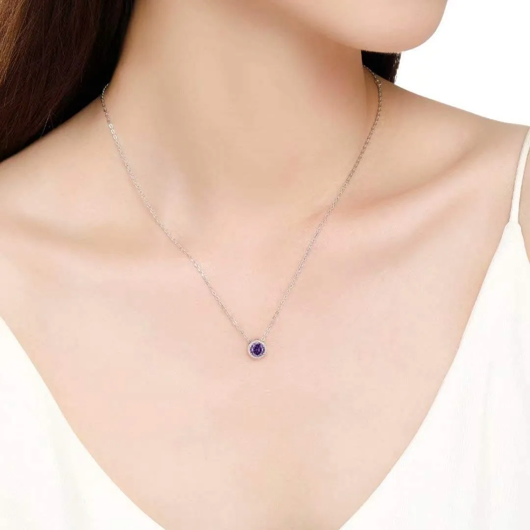 Presentski Birthstone Necklace for Women Sterling Silver 925 Solitaire Pendant Dainty Necklace Birthday Gifts for Women Birthstone Necklaces for Mom