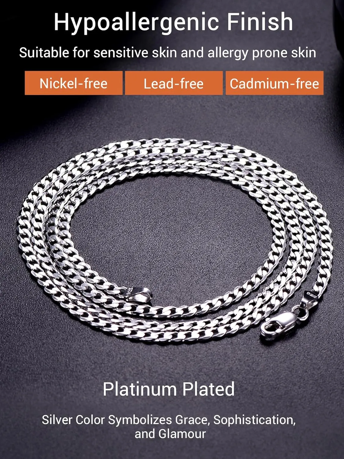 PROSTEEL 925 Sterling Silver Cuban Link Chain Necklace for Men, Dainty Figaro Chains, Solid & Shiny, 3mm/5mm, 14-28 inch, Come with Box