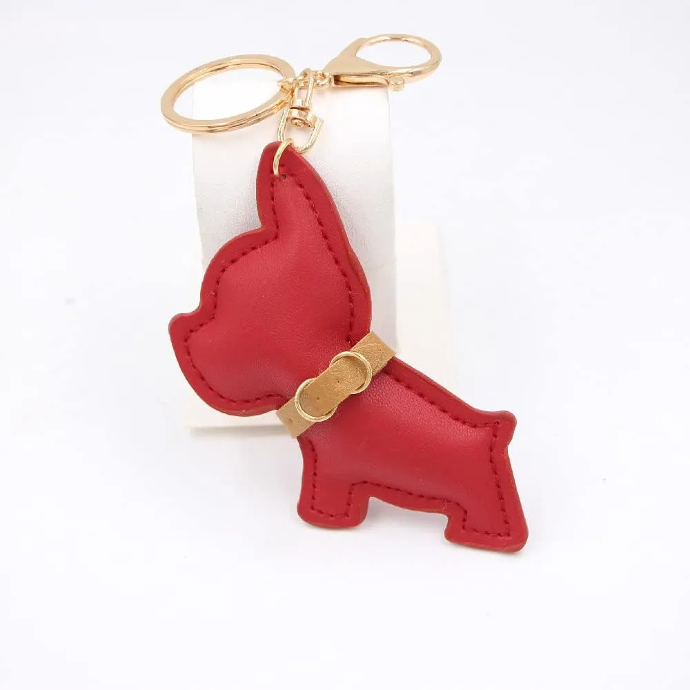 pu Leather Material Bulldog Keychain for dogsBag hangings, car key chains