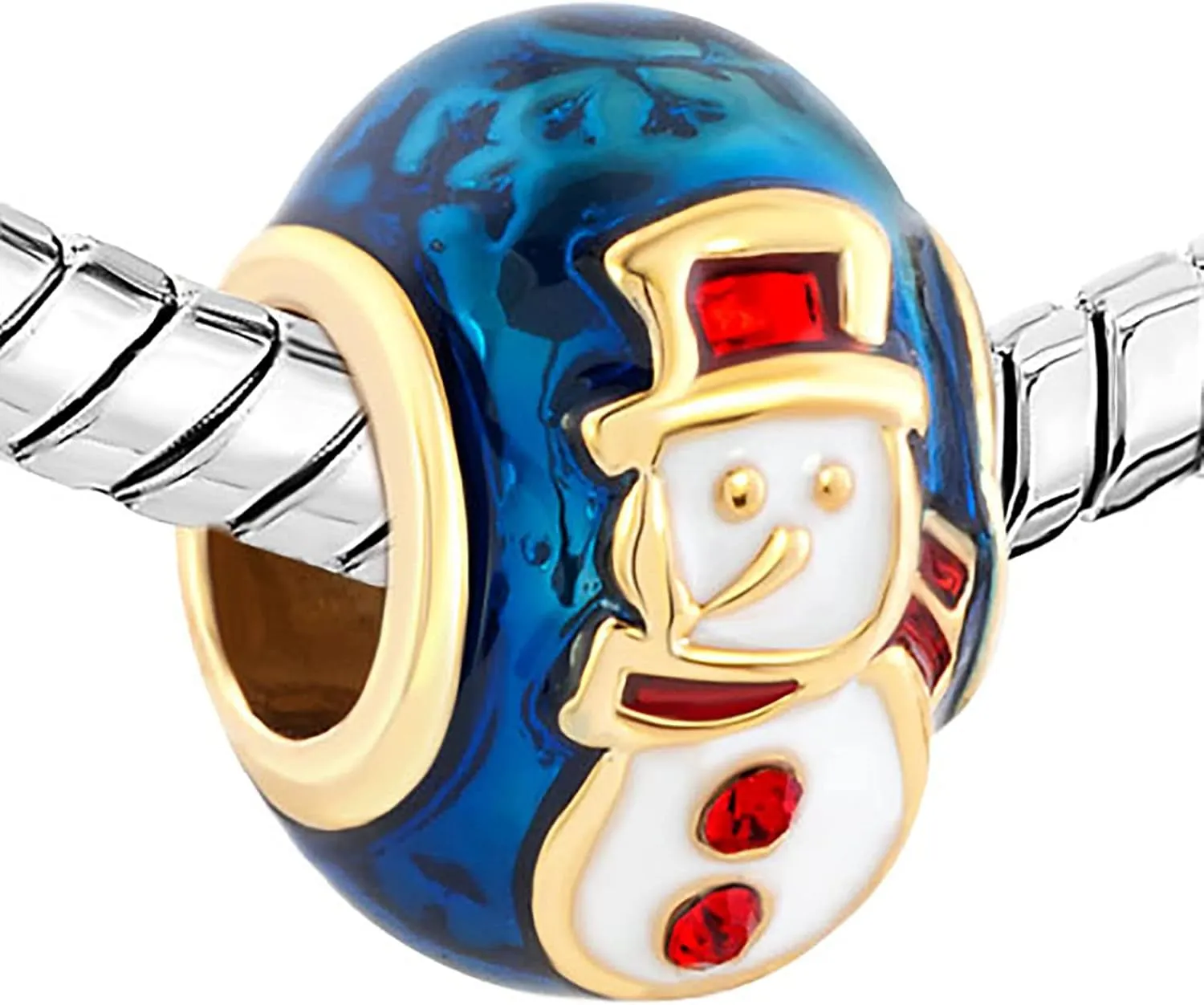 QeenseKc Christmas Penguin Snowman Gingerbread Man Candy Deer Egg Charm for European Bracelet Gift