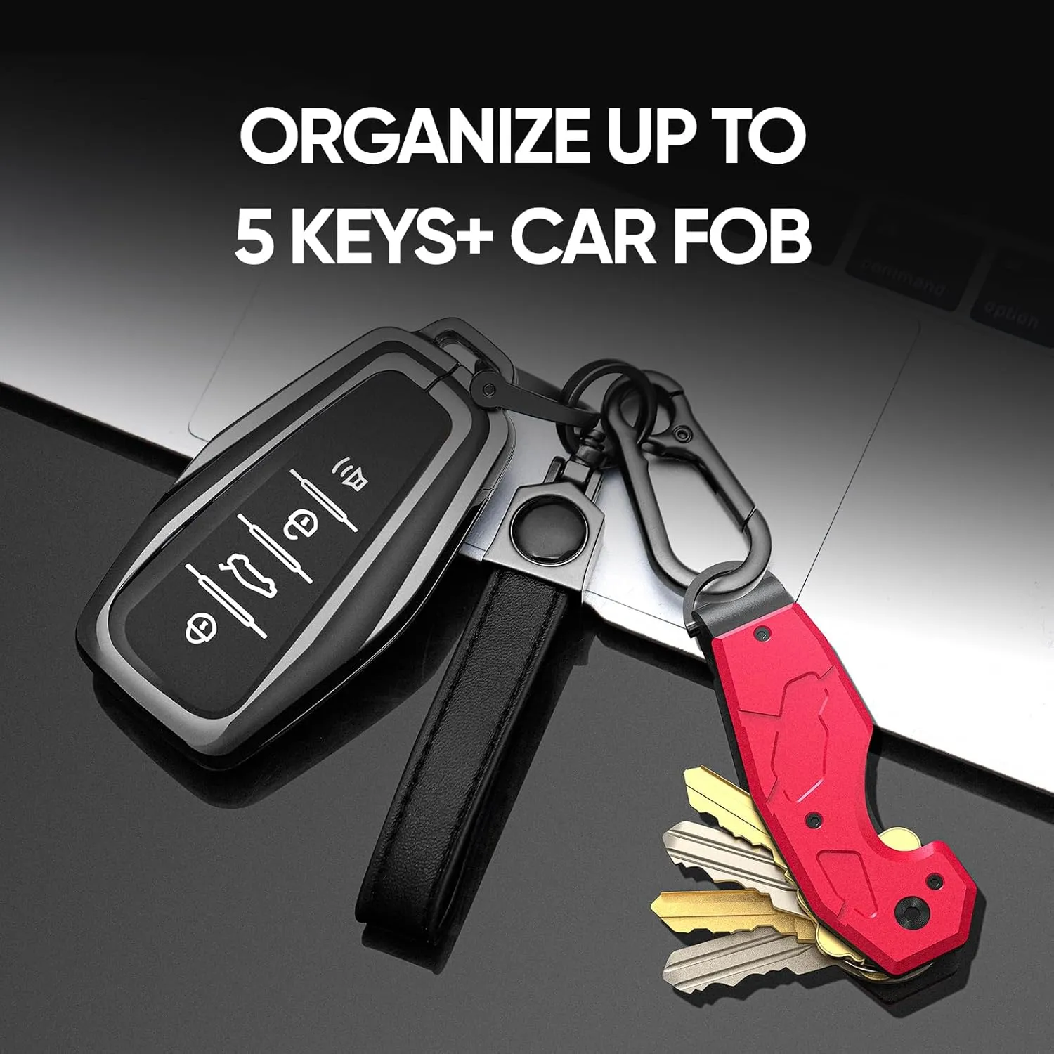 QEG Key Organizer,Keyholder Keychain, Compact Metal Key Case, Minimalist Key Fob,Keychain For Men,Holds 2-6keys
