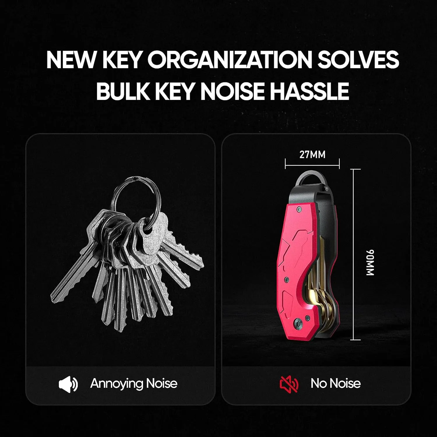 QEG Key Organizer,Keyholder Keychain, Compact Metal Key Case, Minimalist Key Fob,Keychain For Men,Holds 2-6keys