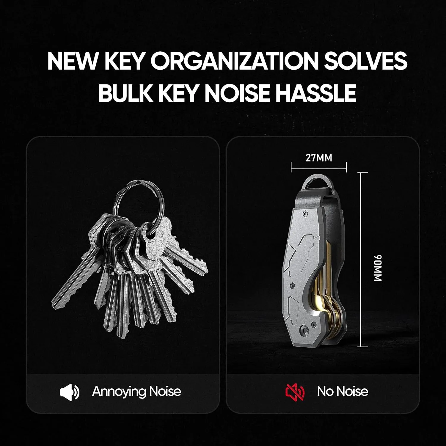 QEG Key Organizer,Keyholder Keychain, Compact Metal Key Case, Minimalist Key Fob,Keychain For Men,Holds 2-6keys