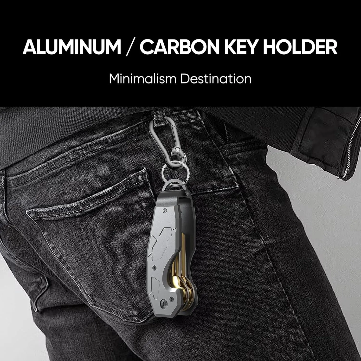 QEG Key Organizer,Keyholder Keychain, Compact Metal Key Case, Minimalist Key Fob,Keychain For Men,Holds 2-6keys