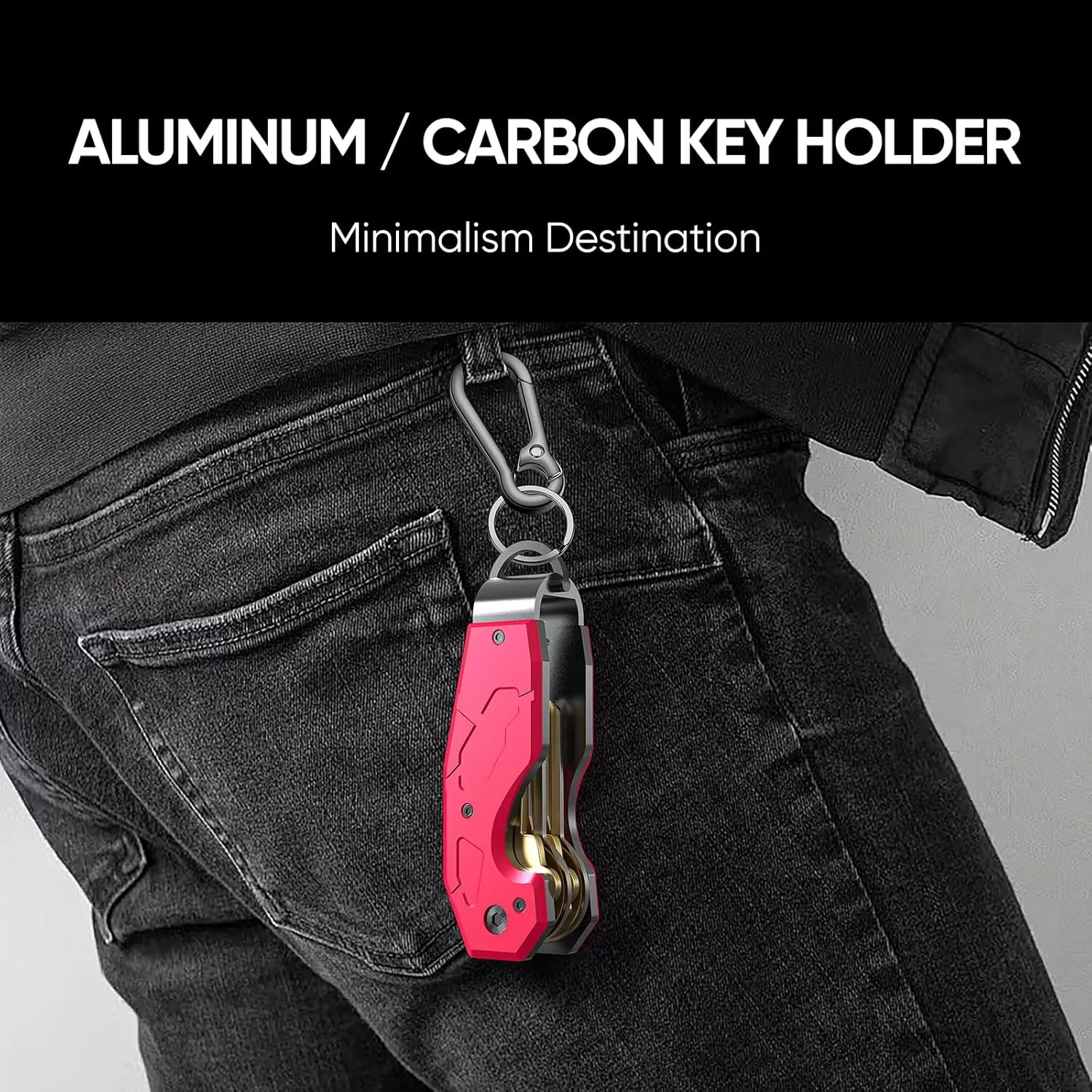 QEG Key Organizer,Keyholder Keychain, Compact Metal Key Case, Minimalist Key Fob,Keychain For Men,Holds 2-6keys