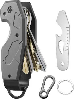 QEG Key Organizer,Keyholder Keychain, Compact Metal Key Case, Minimalist Key Fob,Keychain For Men,Holds 2-6keys