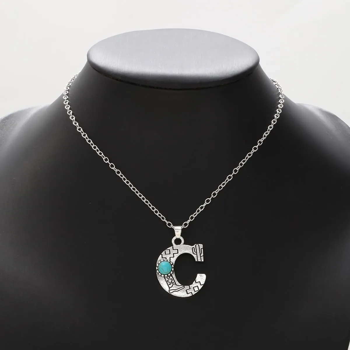 QqzsJewls Western Initial Necklace A-Z Letter Pendant Necklace Exaggeration Boho Statement Necklace for Women