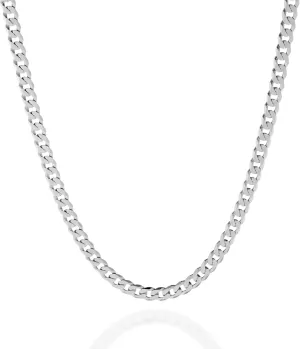 QUADRI Cuban Link Chain for Men  925 Sterling Silver, 5mm Diamond-Cut Necklace, 16-26 Inch, Cadena de Plata para Hombre, Made in Italy, Gift for Him