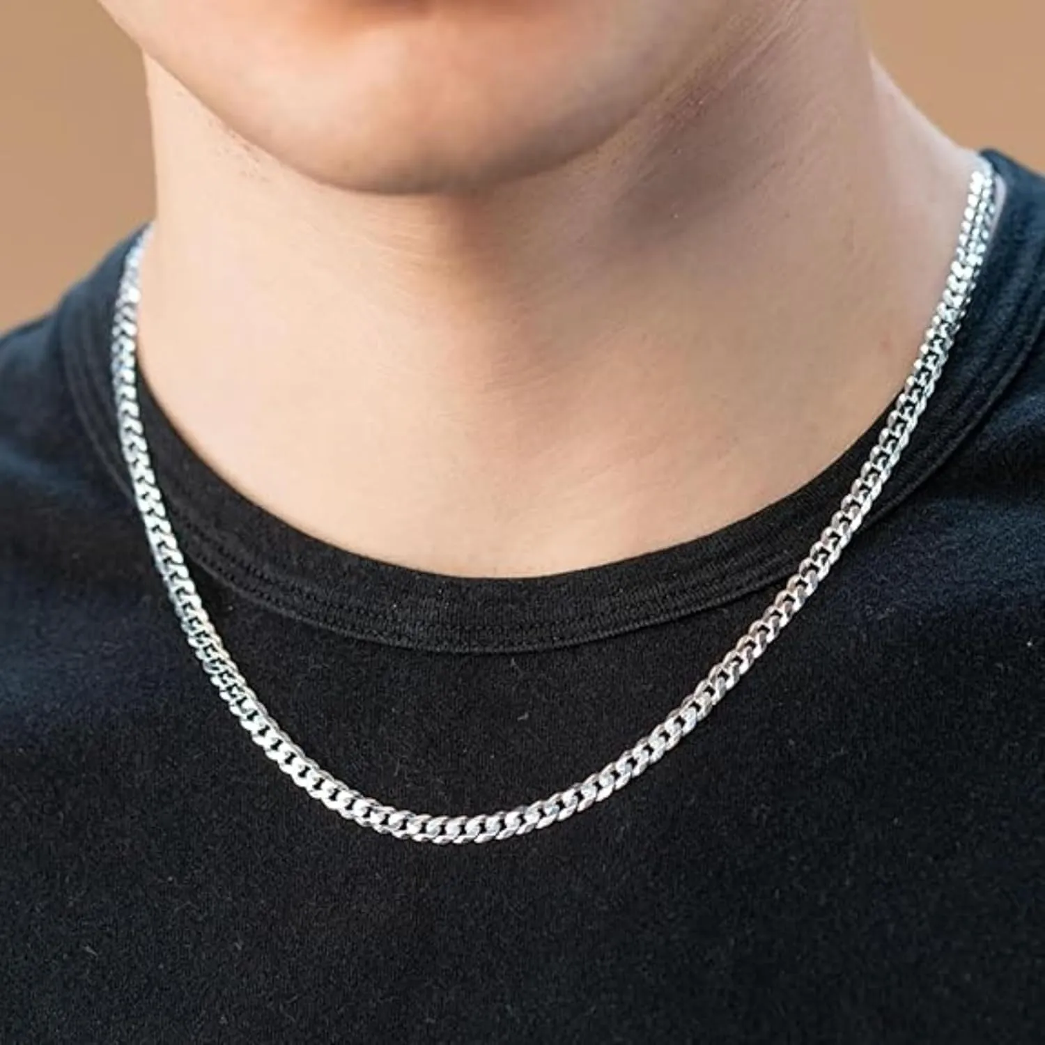 QUADRI Cuban Link Chain for Men  925 Sterling Silver, 5mm Diamond-Cut Necklace, 16-26 Inch, Cadena de Plata para Hombre, Made in Italy, Gift for Him