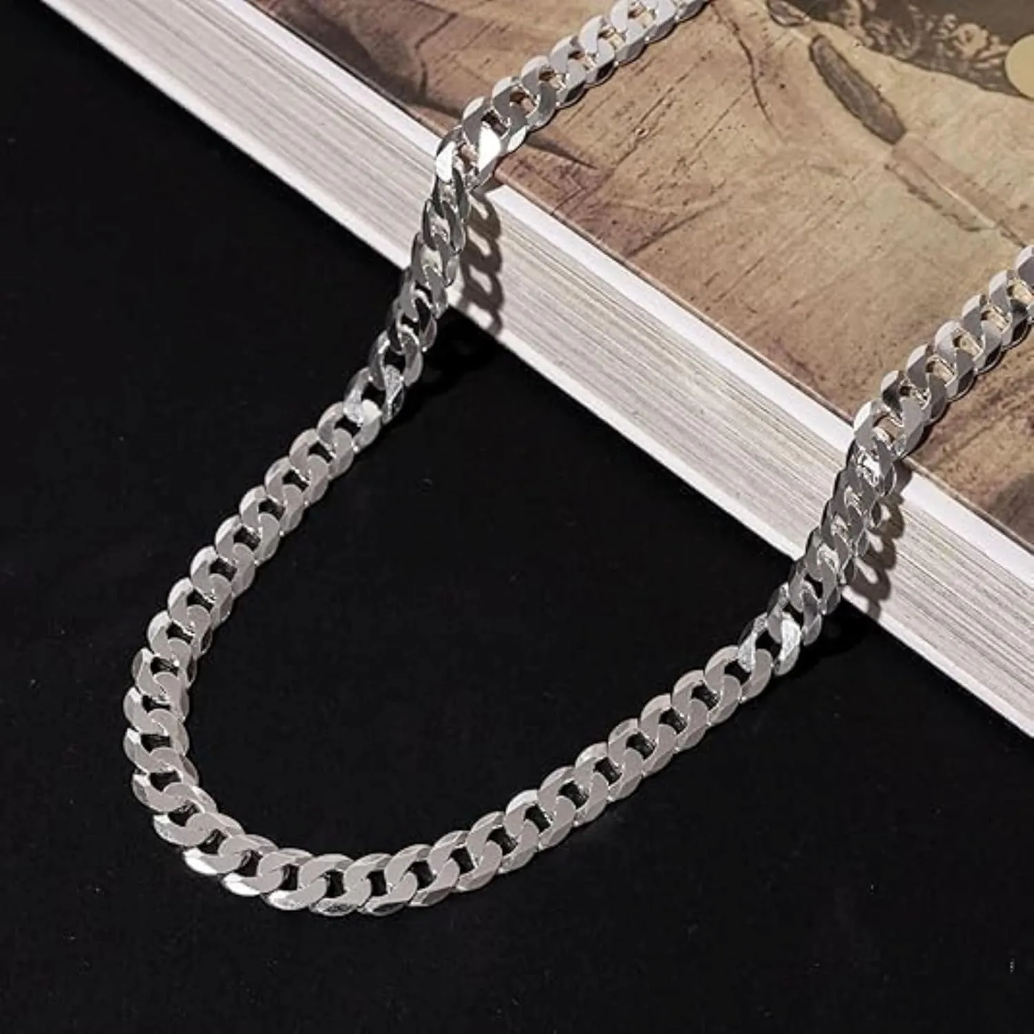 QUADRI Cuban Link Chain for Men  925 Sterling Silver, 5mm Diamond-Cut Necklace, 16-26 Inch, Cadena de Plata para Hombre, Made in Italy, Gift for Him