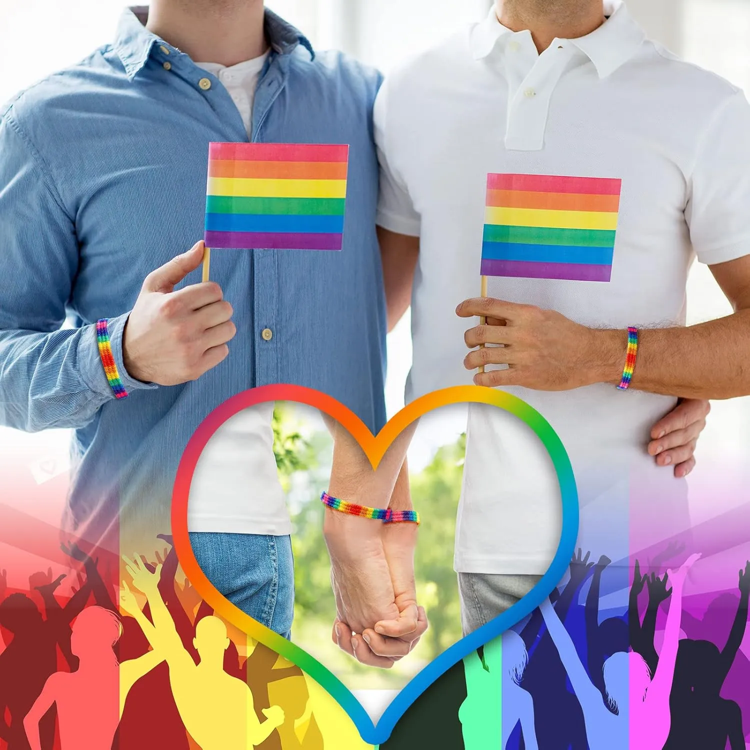 Rainbow LGBT Gay Pride Bracelet Handmade Braided Friendship String Bracelet Adjustable Lesbian Gay Pride LGBTQ Wristband Gifts