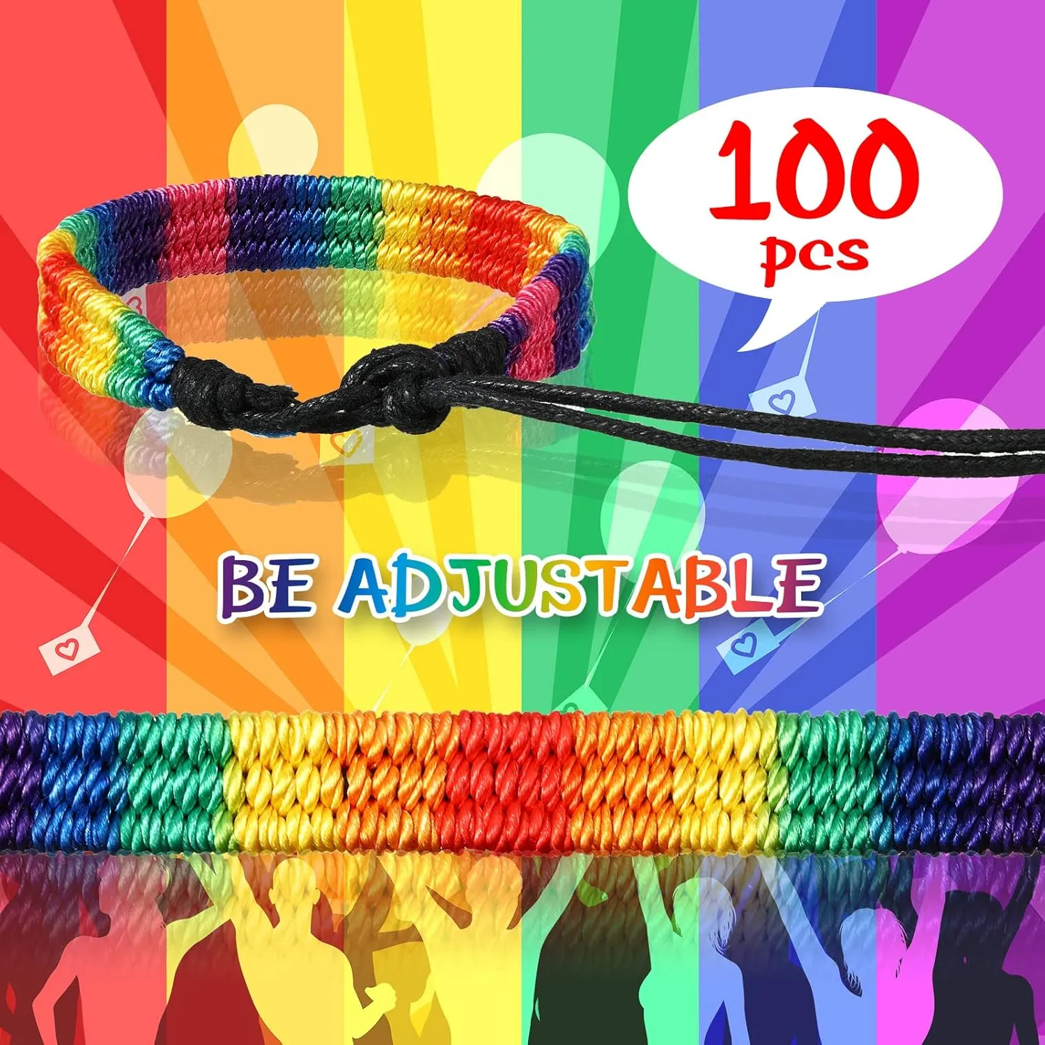 Rainbow LGBT Gay Pride Bracelet Handmade Braided Friendship String Bracelet Adjustable Lesbian Gay Pride LGBTQ Wristband Gifts