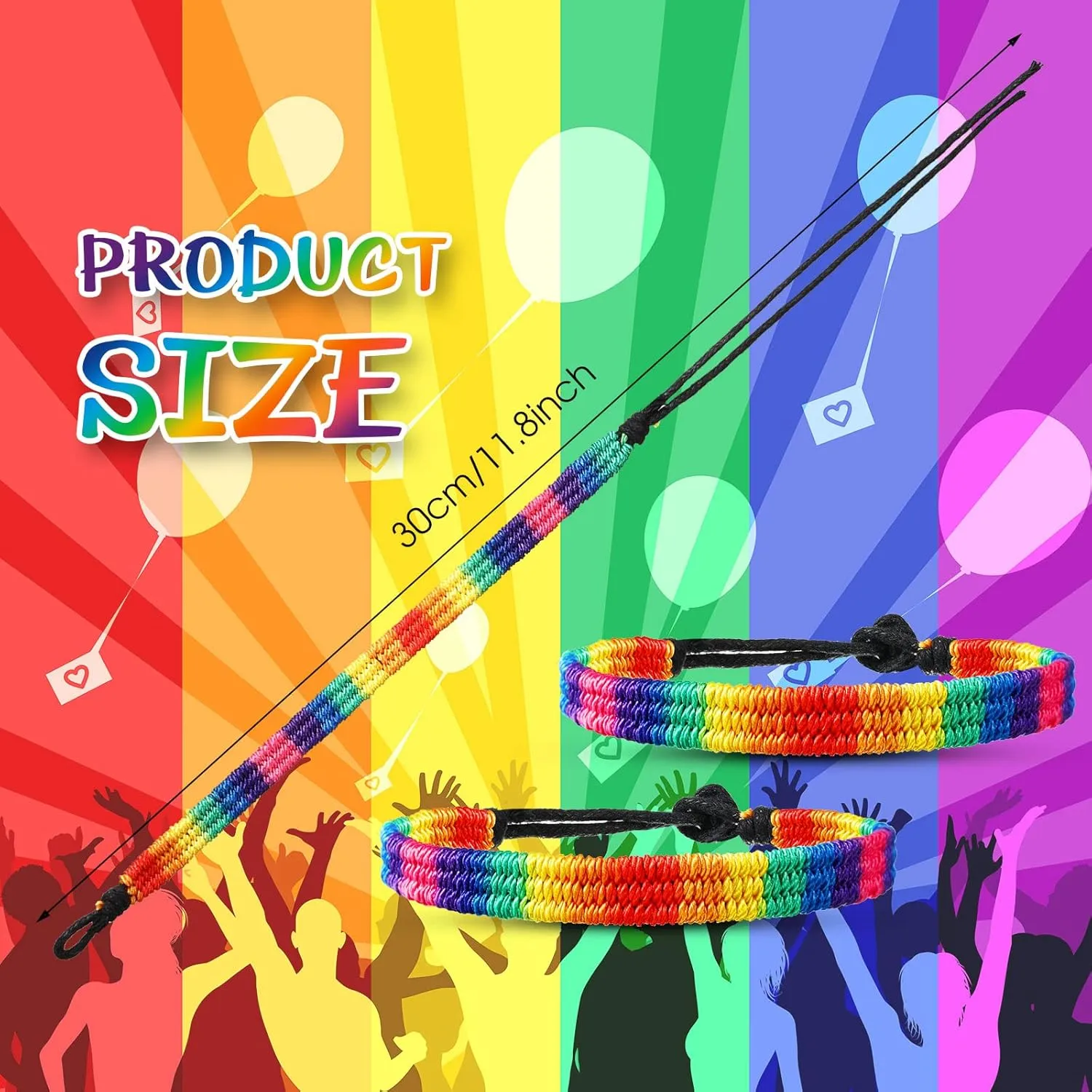 Rainbow LGBT Gay Pride Bracelet Handmade Braided Friendship String Bracelet Adjustable Lesbian Gay Pride LGBTQ Wristband Gifts