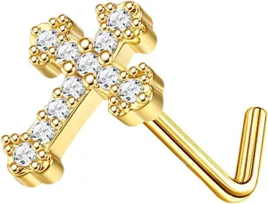 Real Diamond Nose Stud14K Solid Gold Nose Ring Studs in 20 Gauge Diamond Nose Ring Gold Nose Studs Nose Rings for Women, Men