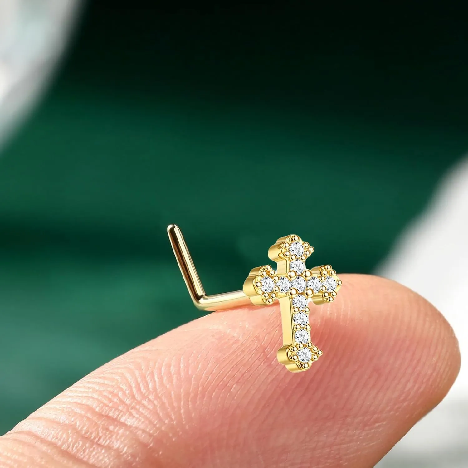 Real Diamond Nose Stud14K Solid Gold Nose Ring Studs in 20 Gauge Diamond Nose Ring Gold Nose Studs Nose Rings for Women, Men