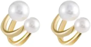 Real Pearl Stud Earrings For Women Cute,White Ball Silver Zirconia Pearl Stud Earings Hypoallergenic,Statement Shell Pearl StudsDainty Jewelry Gifts.