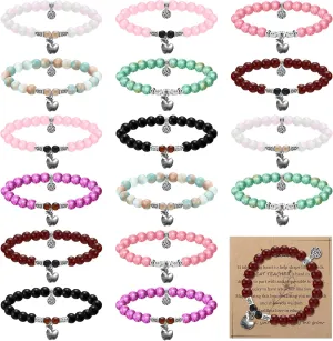 Remuuly 16 Pcs Teacher Appreciation Gift for Women Graduation Jewelry for Teacher Bracelet Bulk with Card