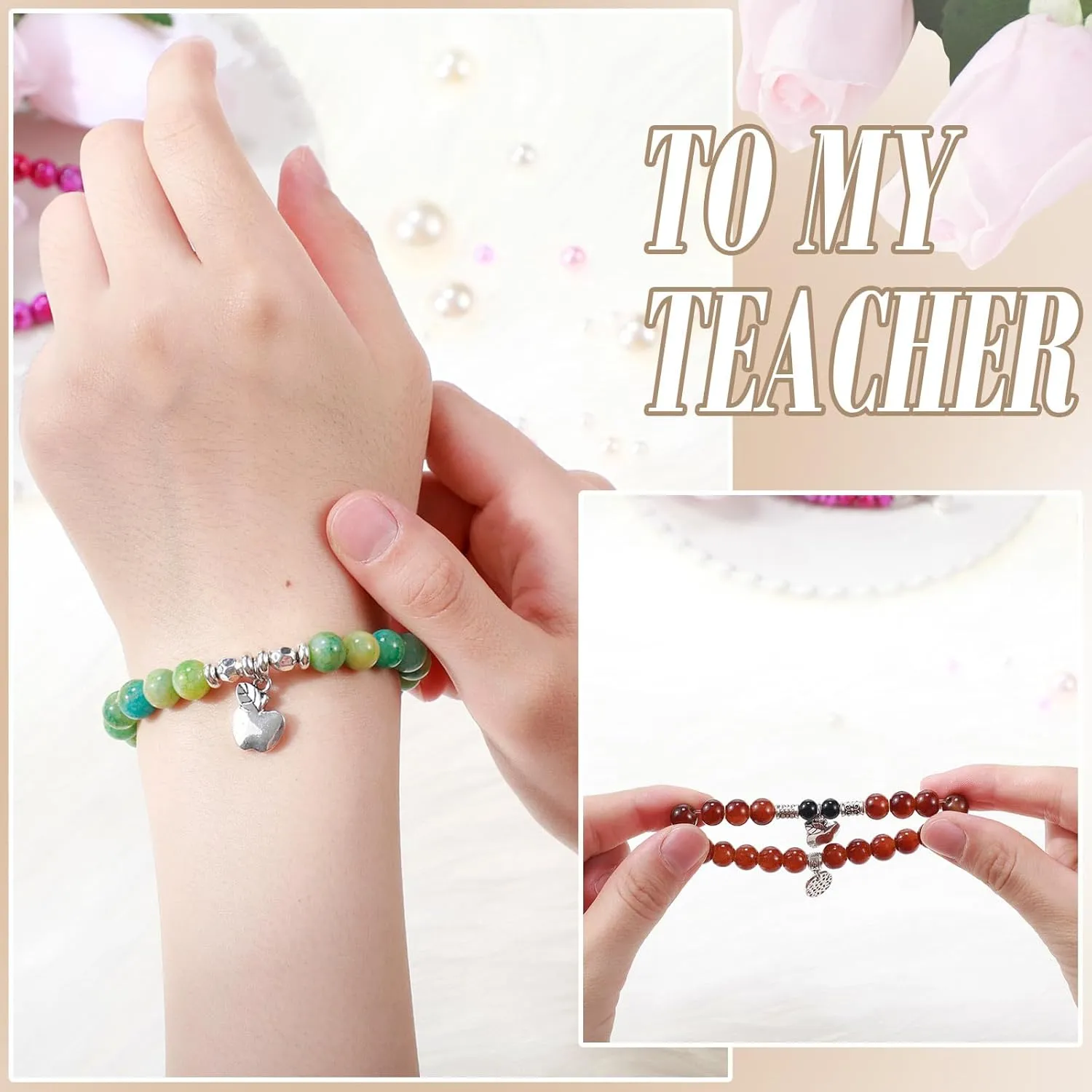 Remuuly 16 Pcs Teacher Appreciation Gift for Women Graduation Jewelry for Teacher Bracelet Bulk with Card