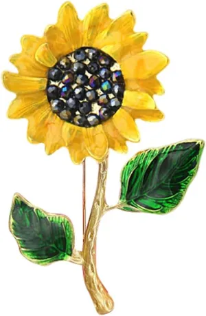 Rhinestone Diamond Sunflower Brooch Pin Elegant Flower Plant Sun Flower Suit Brooch Pin for Women Girls Wedding Banquet Party Clothes Accessories