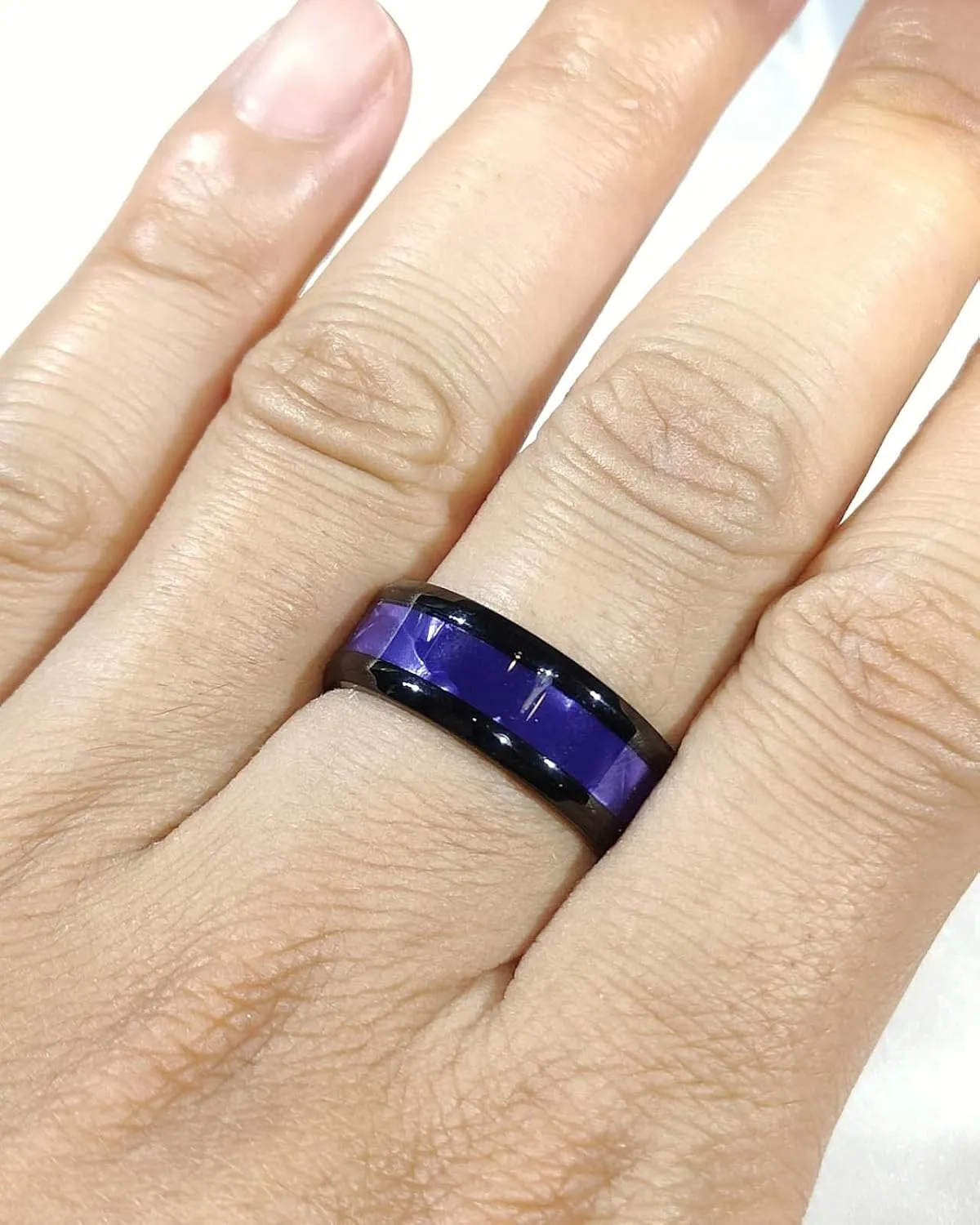 ringheart 3pcs Matching Rings His and Hers Ring Couple Rings Pruple Cz Womens Wedding Ring Sets Wedding Bands