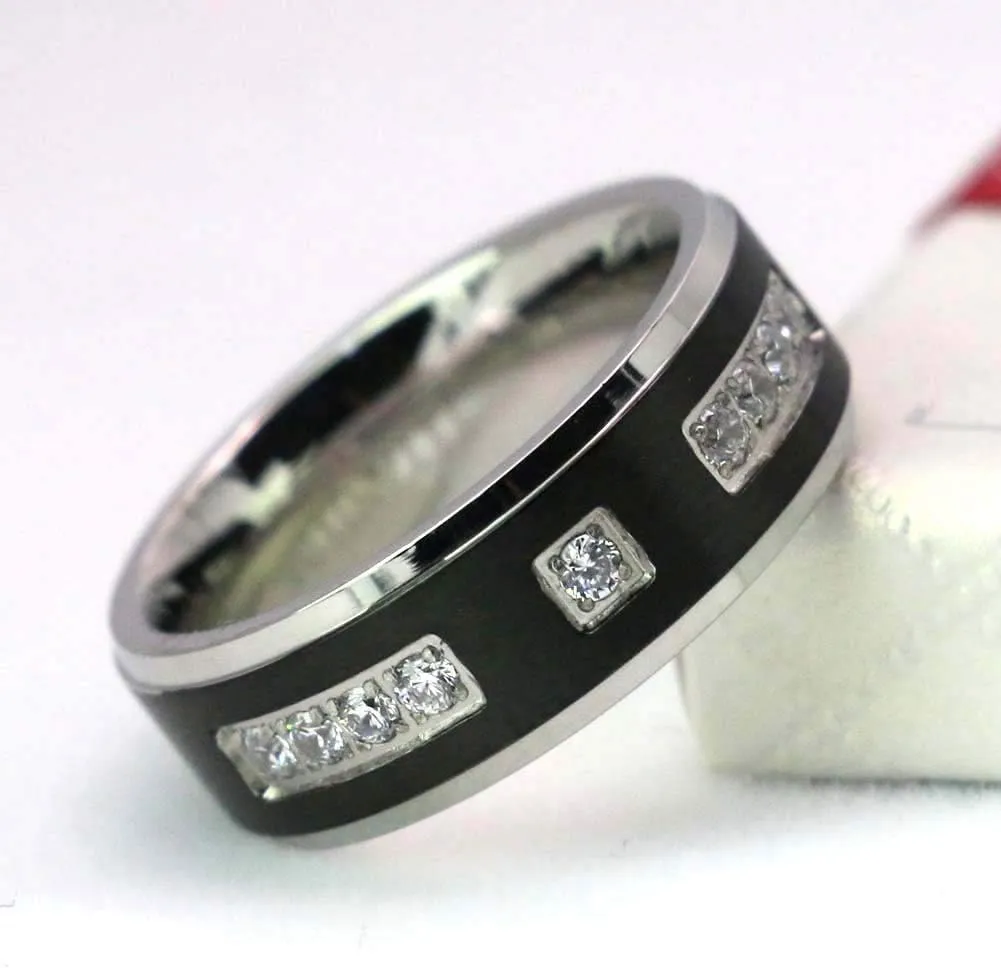 ringheart Couple Rings Matching Ring Black 1CT CZ White Gold Plated Women Wedding Ring Sets for Him and Her Rings