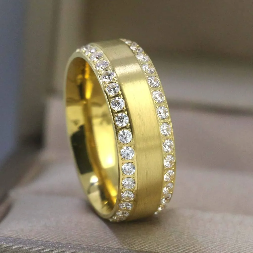 ringheart Couple Rings Matching Ring Heart AAA CZ Yellow Gold Plated Women Wedding Ring Sets for Him and Her Rings