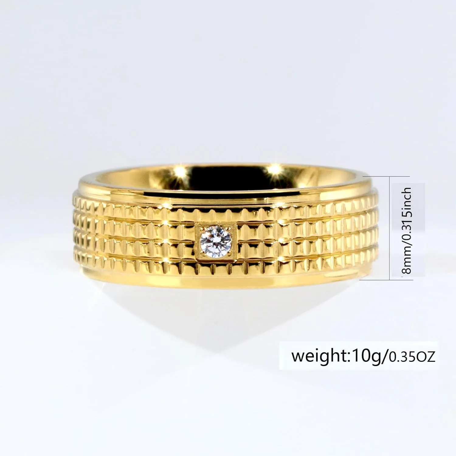 ringheart Couple Rings Matching Rings Yellow Gold Plated 1.5CT AAA CZ 2pcs Women Wedding Ring Sets for Him and Her Rings Men Band