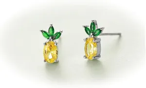 Rnivida Sterling Silver Pineapple Stud Earrings - Pineapple Jewelry Gifts for Women